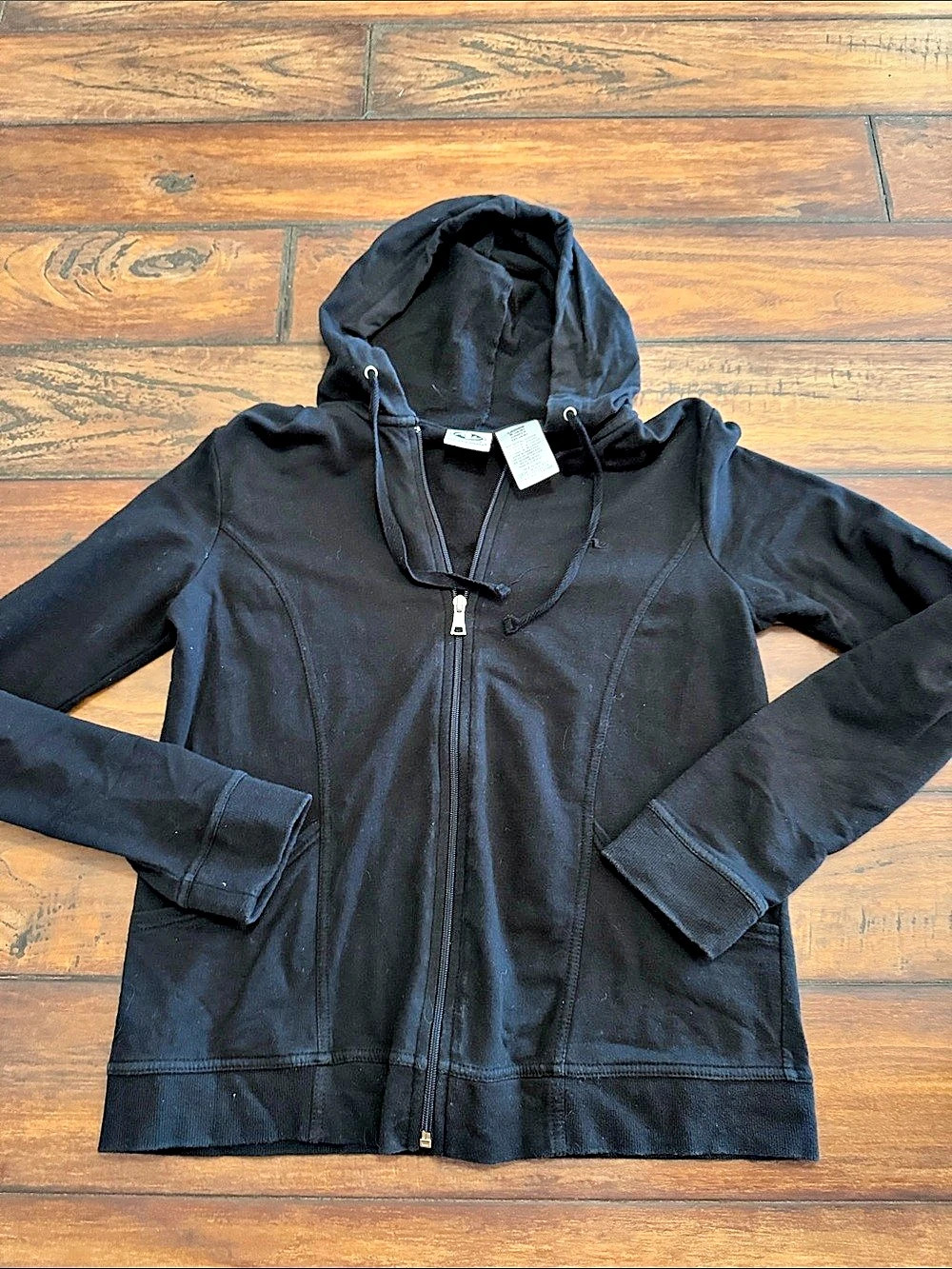 Athletic Works Black Hooded Zip Up Jacket With Pockets